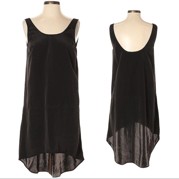 🌺 Vero Moda Jo Tira Satin High Low Black Sleeveless Scoop Neck Slip Dress XS - Picture 1 of 11